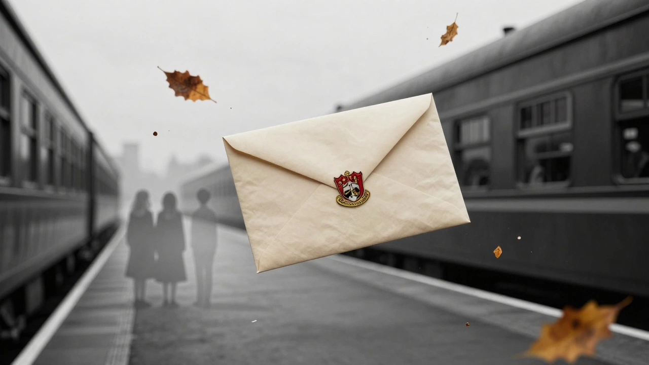 A magical letter floats above a train platform, symbolizing the next generation's quiet legacy.