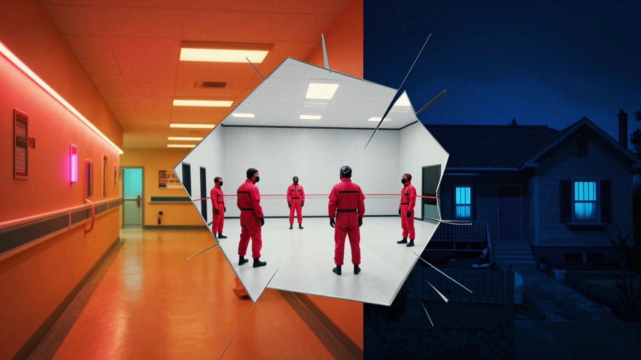Collage of thriller scenes from different countries