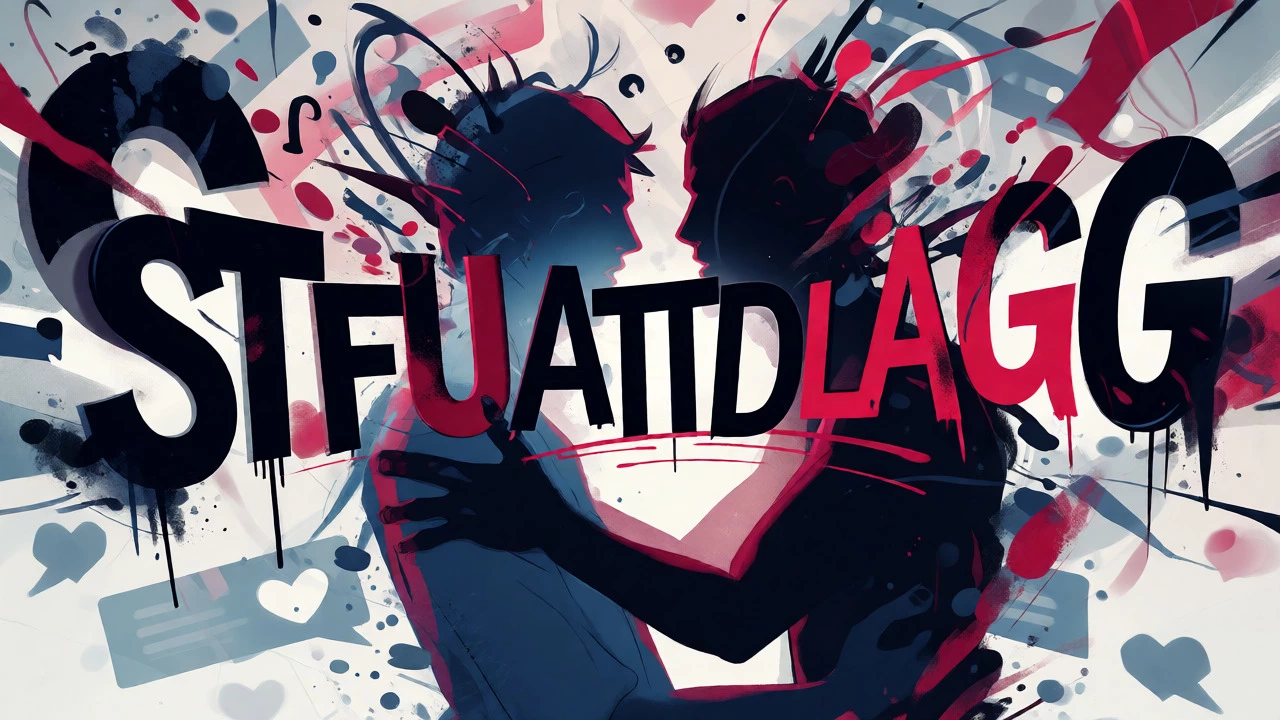 Abstract art featuring romantic acronym letters